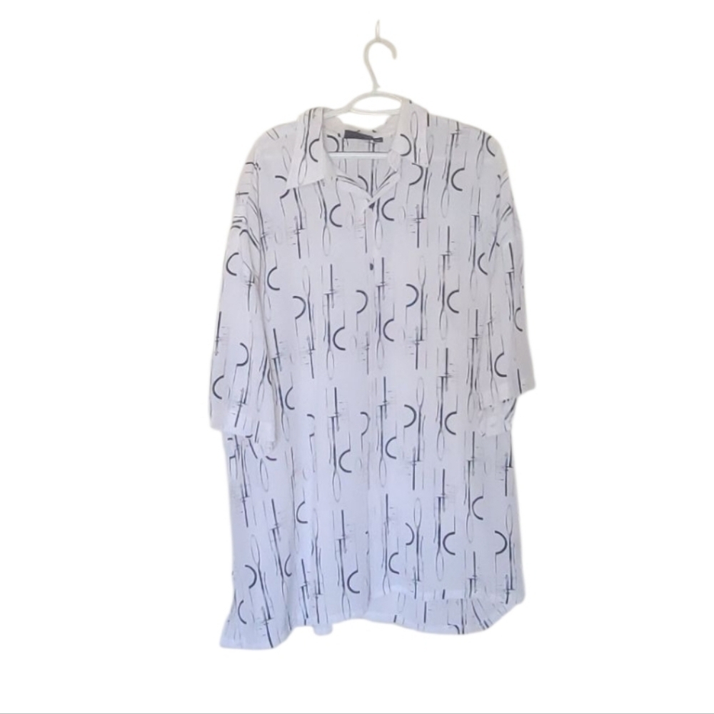 White and Black Patterned Shirt